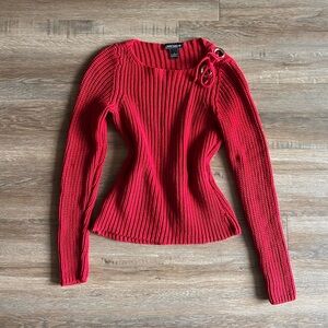 Vintage Ann Taylor Red Sweater with Grommet Detail